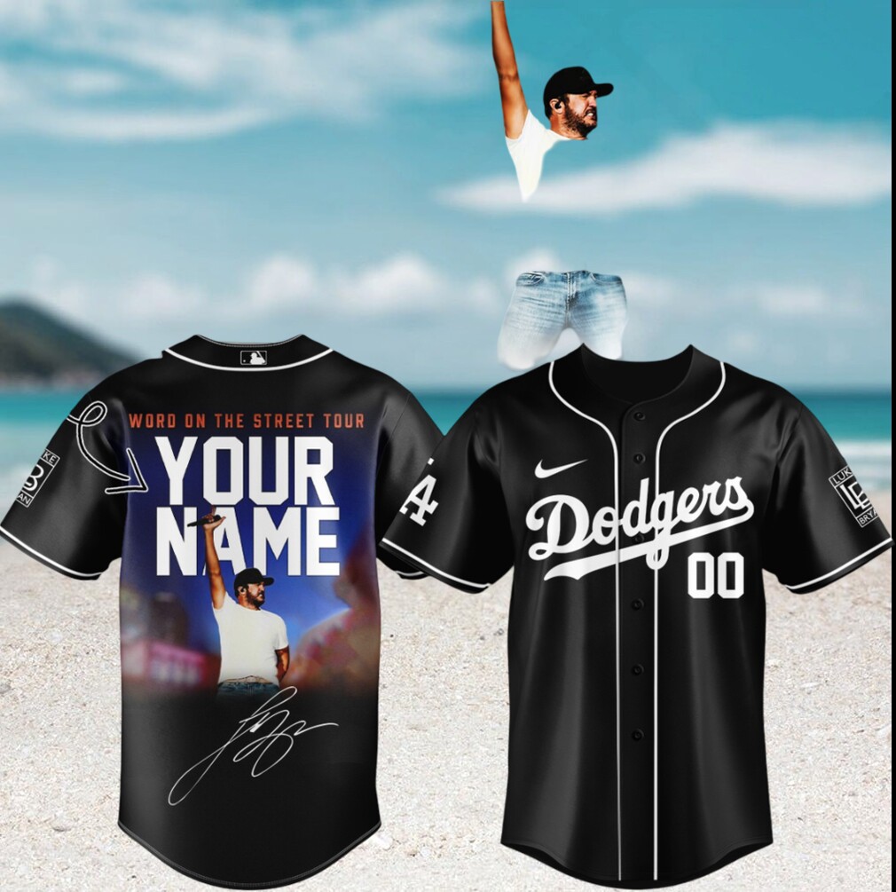 Luke Bryan Word On The Street Tour x LA Dodgers Personalized Photo Baseball Jersey Luke Bryan Word On The Street Tour x LA Dodgers Personalized Photo Baseball Jersey