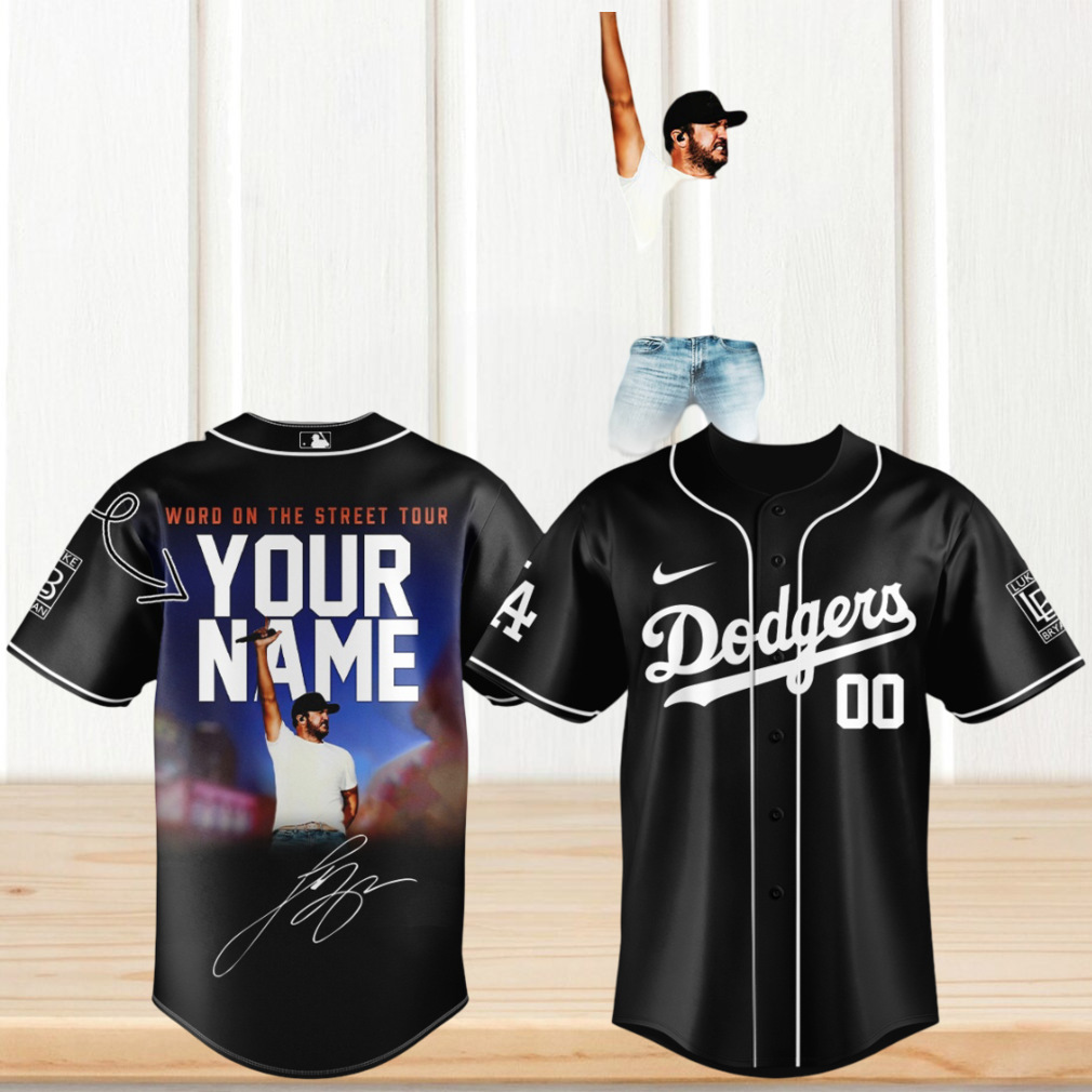 Luke Bryan Word On The Street Tour x LA Dodgers Personalized Photo Baseball Jersey Luke Bryan Word On The Street Tour x LA Dodgers Personalized Photo Baseball Jersey