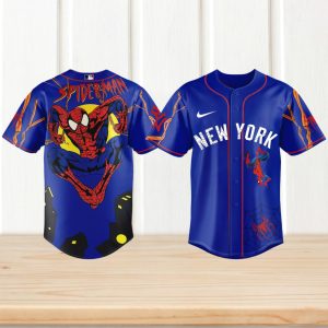Marvel Spider Man x New York Blue Custom Baseball Jersey