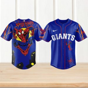 Marvel Spider Man x San Francisco Giants Blue Custom Baseball Jersey