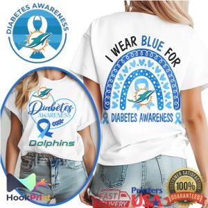 Miami Dolphins Diabetes Awareness I Wear Blue For You Fan Shirt