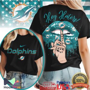 Miami Dolphins Hey Haters Shut Up Glitter Lips Nike Logo T Shirt Miami Dolphins Hey Haters Shut Up Glitter Lips Nike Logo T Shirt
