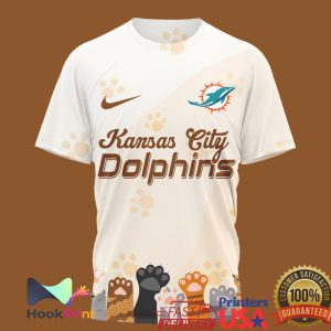 Miami Dolphins International Cat Day Paws and Football T Shirt