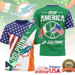 Miami Dolphins Irish America St Patrick’s Day NFL Football Fans Green Vintage T Shirt Miami Dolphins Irish America St Patrick’s Day NFL Football Fans Green Vintage T Shirt