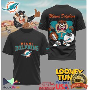 Miami Dolphins Looney Tunes Taz Tasmanian Devil Retro Style Football T Shirt Miami Dolphins Looney Tunes Taz Tasmanian Devil Retro Style Football T Shirt