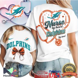 Miami Dolphins Nurse By Heart Dolphins By Soul Medical Professional T Shirt