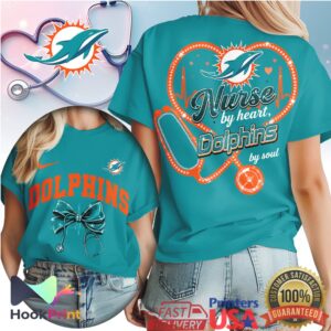 Miami Dolphins Nurse By Heart Dolphins By Soul Medical Professional T Shirt