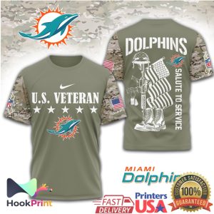 Miami Dolphins Salute To Service US Veteran Military Camo T Shirt