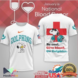 Miami Dolphins Snoopy Be Cool Give Blood National Blood Donor T Shirt Miami Dolphins Snoopy Be Cool Give Blood National Blood Donor T Shirt