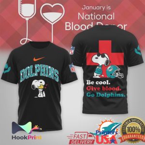 Miami Dolphins Snoopy Be Cool Give Blood National Blood Donor T Shirt
