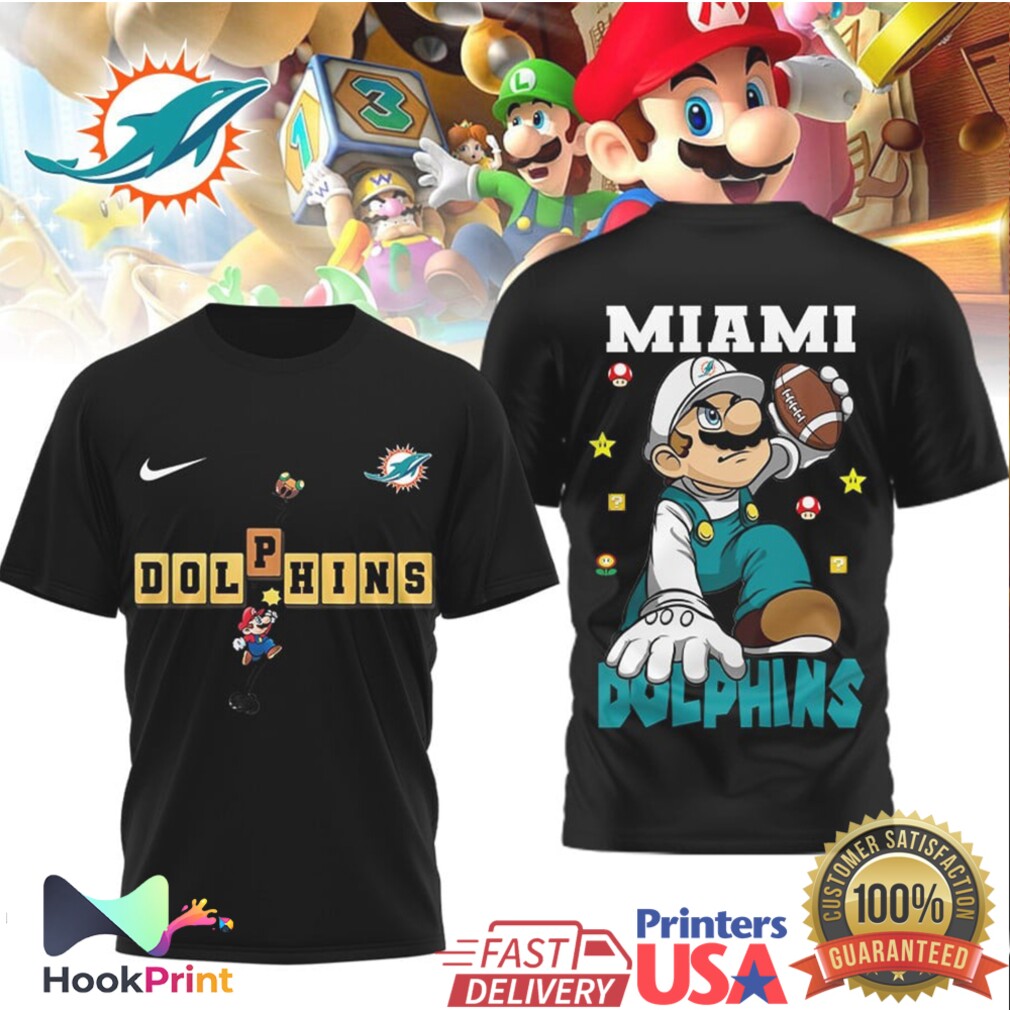 Miami Dolphins Super Mario Bros Retro Football T Shirt Miami Dolphins Super Mario Bros Retro Football T Shirt