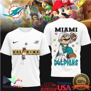 Miami Dolphins Super Mario Bros Retro Football T Shirt