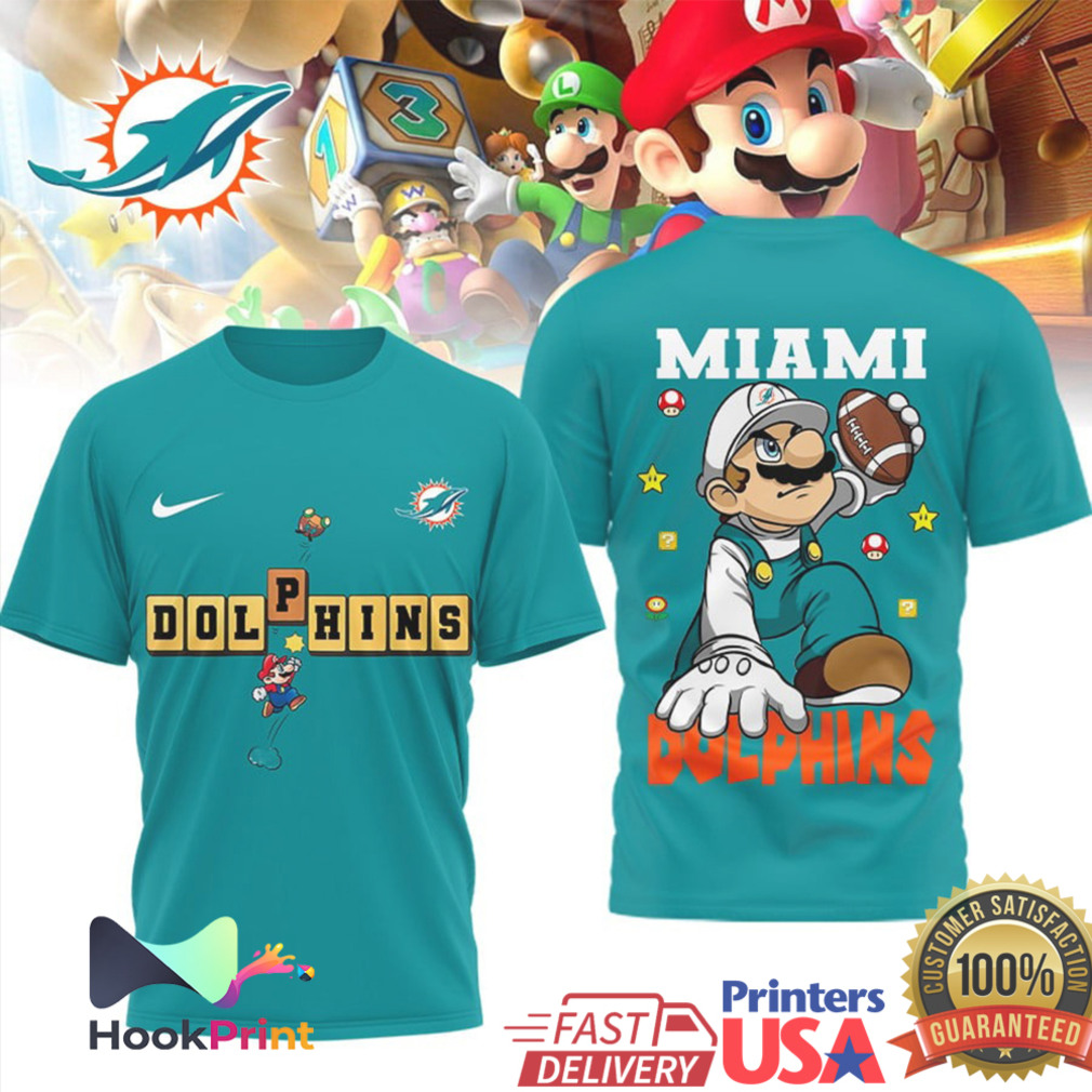 Miami Dolphins Super Mario Bros Retro Football T Shirt Miami Dolphins Super Mario Bros Retro Football T Shirt