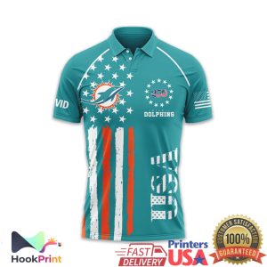 Miami Dolphins USA 250th Anniversary 1776 2026 Semiquincentennial Aqua Polo Shirt Miami Dolphins USA 250th Anniversary 1776 2026 Semiquincentennial Aqua Polo Shirt