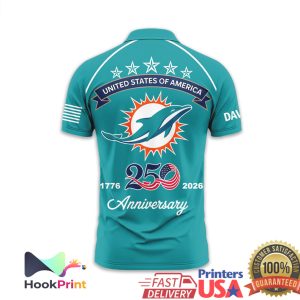 Miami Dolphins USA 250th Anniversary 1776 2026 Semiquincentennial Aqua Polo Shirt