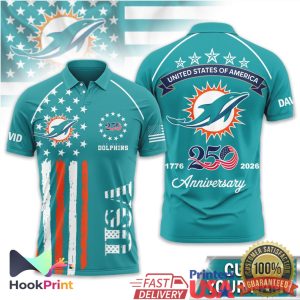Miami Dolphins USA 250th Anniversary 1776 2026 Semiquincentennial Aqua Polo Shirt