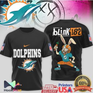 Miami Dolphins x Blink 182 Bunny Mashup NFL Graphic T Shirt Miami Dolphins x Blink 182 Bunny Mashup NFL Graphic T Shirt