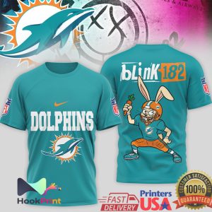 Miami Dolphins x Blink 182 Bunny Mashup NFL Graphic T Shirt