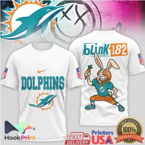 Miami Dolphins x Blink 182 Bunny Mashup NFL Graphic T Shirt