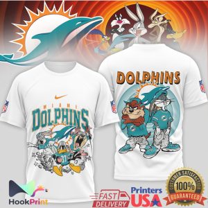 Miami Dolphins x Looney Tunes Retro 90s NFL Graphic T Shirt Miami Dolphins x Looney Tunes Retro 90s NFL Graphic T Shirt
