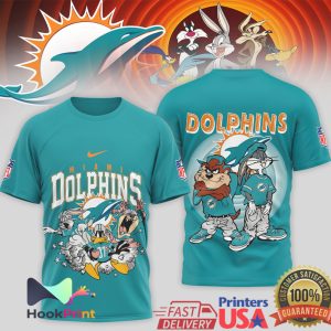 Miami Dolphins x Looney Tunes Retro 90s NFL Graphic T Shirt