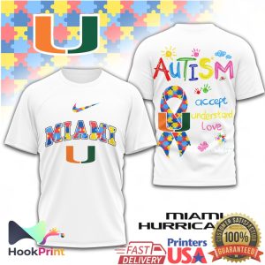 Miami Hurricanes Autism Awareness Accept Understand Love T Shirt