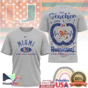 Miami Hurricanes This Teacher Loves Teach Love Inspire Apple Heart Gift Men Women T Shirt Miami Hurricanes This Teacher Loves Teach Love Inspire Apple Heart Gift Men Women T Shirt