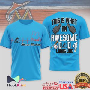Miami Marlins Heartbeat This Is What An Awesome Dad Looks Like T Shirt Miami Marlins Heartbeat This Is What An Awesome Dad Looks Like T Shirt