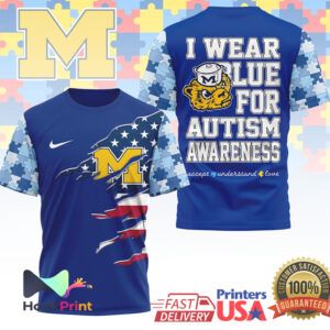 Michigan Wolverines Autism Awareness I Wear Blue For Fans 2026 T Shirt Michigan Wolverines Autism Awareness I Wear Blue For Fans 2026 T Shirt