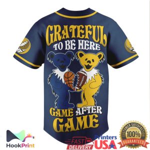Michigan Wolverines Grateful Dead Dancing Bears Navy & Gold Baseball Jersey Michigan Wolverines Grateful Dead Dancing Bears Navy & Gold Baseball Jersey