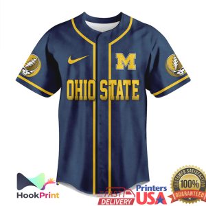 Michigan Wolverines Grateful Dead Dancing Bears Navy & Gold Baseball Jersey