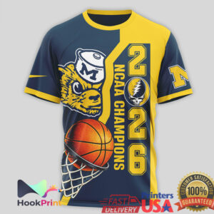 Michigan Wolverines NCAA Basketball Champions 2026 Grateful Dead Dancing Bears Custom Name Fans T Shirt