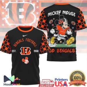 Mickey Mouse Cincinnati Bengals NFL All Over Print Football T Shirt Mickey Mouse Cincinnati Bengals NFL All Over Print Football T Shirt