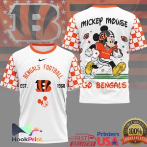 Mickey Mouse Cincinnati Bengals NFL All Over Print Football T Shirt