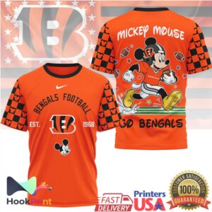 Mickey Mouse Cincinnati Bengals NFL All Over Print Football T Shirt
