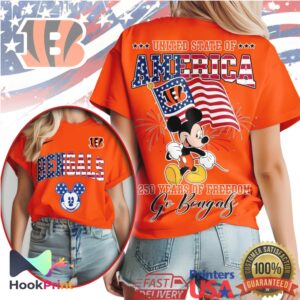 Mickey Mouse Cincinnati Bengals USA Flag 250 Years of Freedom T Shirt