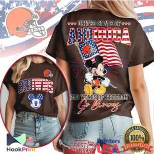 Mickey Mouse Cleveland Browns USA Flag 250 Years of Freedom NFL Shirt Mickey Mouse Cleveland Browns USA Flag 250 Years of Freedom NFL Shirt