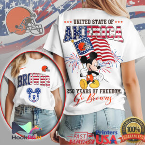 Mickey Mouse Cleveland Browns USA Flag 250 Years of Freedom NFL Shirt