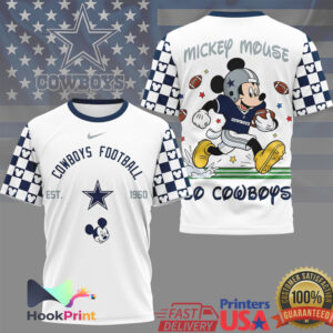 Mickey Mouse Dallas Cowboys NFL All Over Print Football T Shirt
