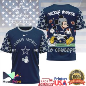 Mickey Mouse Dallas Cowboys NFL All Over Print Football T Shirt