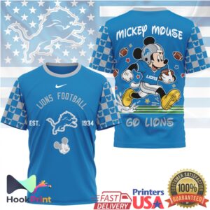 Mickey Mouse Detroit Lions NFL All Over Print Football T Shirt