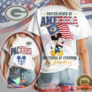 Mickey Mouse Green Bay Packers American Flag Freedom Patriotic T Shirt