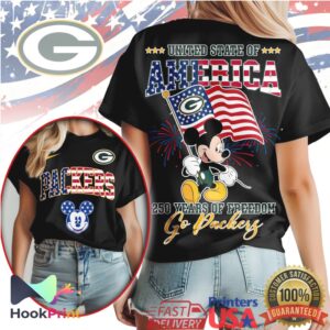 Mickey Mouse Green Bay Packers American Flag Freedom Patriotic T Shirt