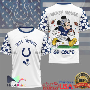 Mickey Mouse Indianapolis Colts NFL All Over Print Football T Shirt