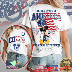 Mickey Mouse Indianapolis Colts Patriotic American Flag Football Shirt