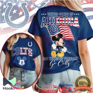 Mickey Mouse Indianapolis Colts Patriotic American Flag Football Shirt