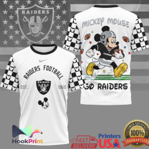 Mickey Mouse Las Vegas Raiders NFL All Over Print Football T Shirt
