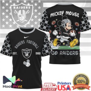 Mickey Mouse Las Vegas Raiders NFL All Over Print Football T Shirt
