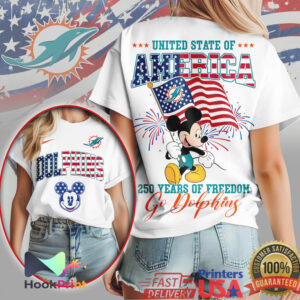 Mickey Mouse Miami Dolphins USA 250 Years of Freedom Football Shirt