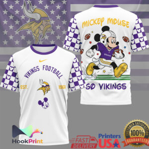 Mickey Mouse Minnesota Vikings NFL All Over Print Football T Shirt